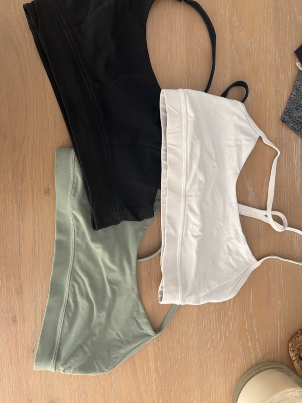 lululemon athletica Black, White & Sage Green Strappy Sports Bras (3-Pack)